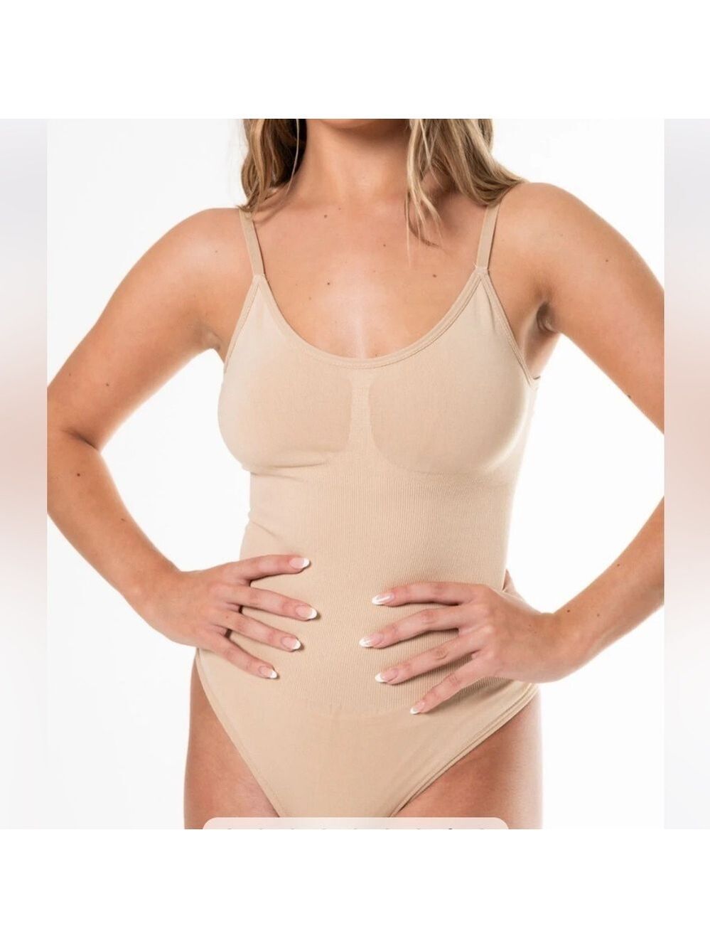 Beige Snatched Thong Bodysuit